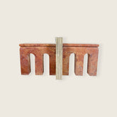 Tri-Arch Red Travertine Book End Pair