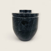 Ringed Wide Bottom Black Marble Vase