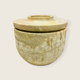 Ringed Wide Bottom Travertine Vase (Large)