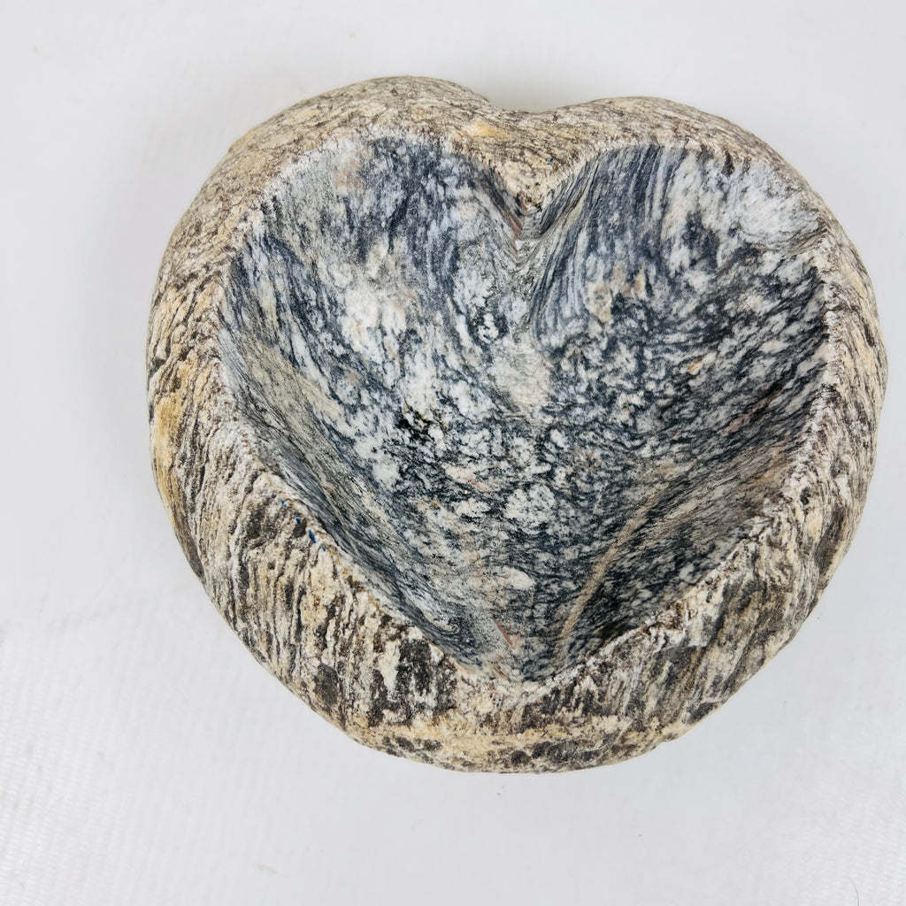 River Stone Heart Carved Grey Splashed Ash Tray