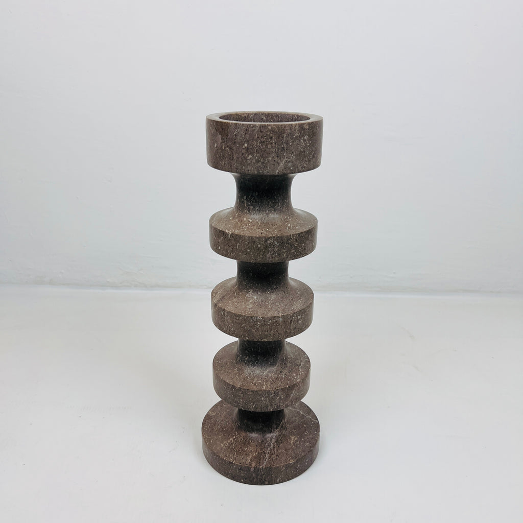 Stacked Disc Brown Marble Candle Stand (Medium)