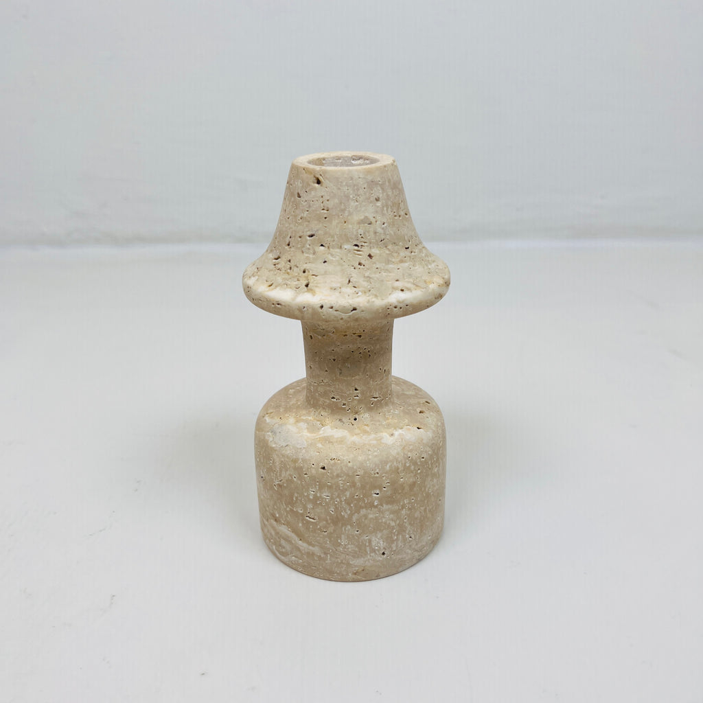 Cone Head Dumbbell Bottom Travertine Candle Stand