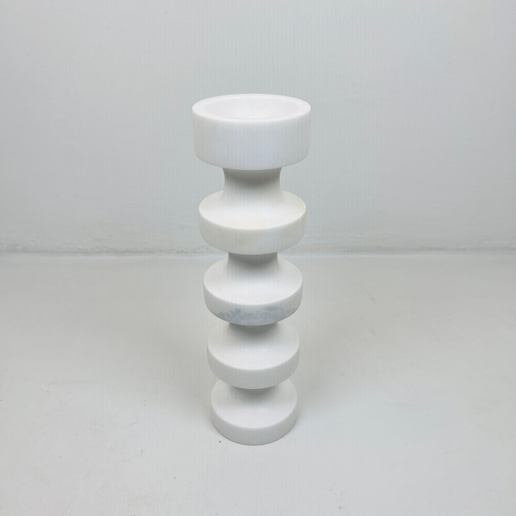 Stacked Disc White Marble Candle Stand