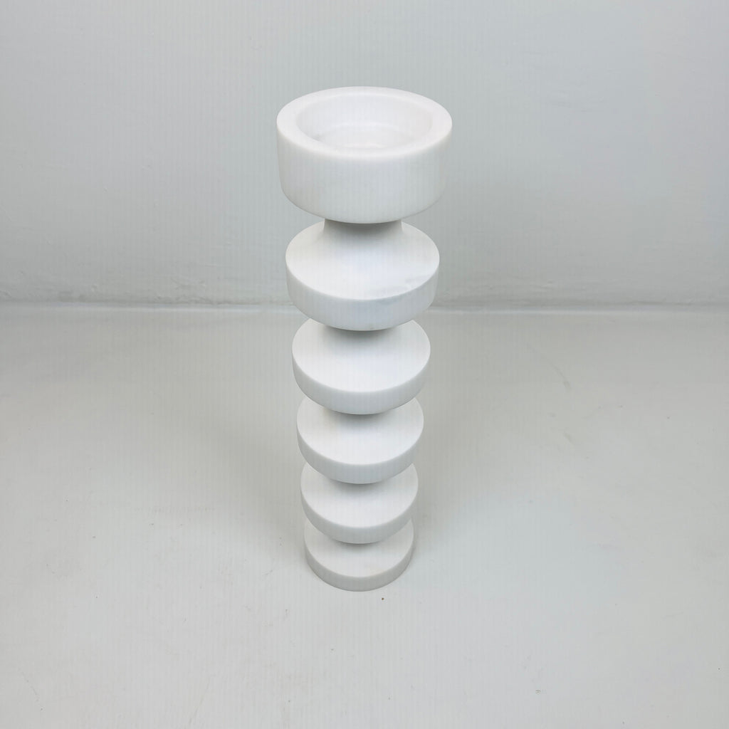 Stacked Disc White Marble Candle Stand