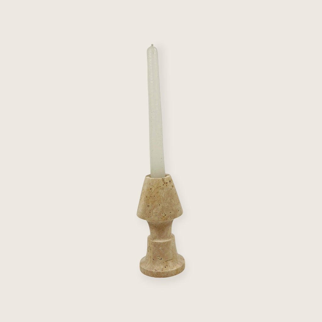 Cone Head Travertine Candle Stand