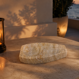 Curved Marble Ash Tray - Travertine