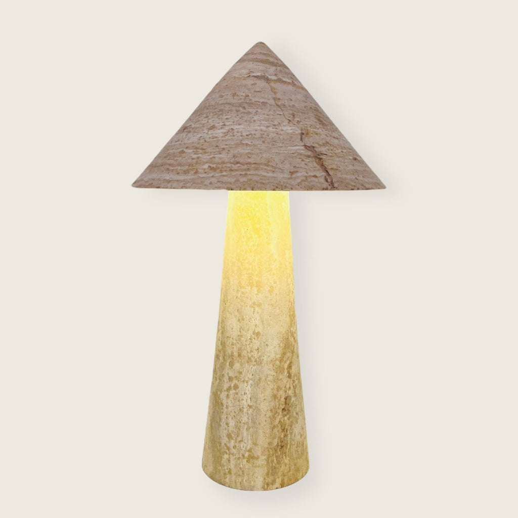 Cone-Head Travertine Table Lamp