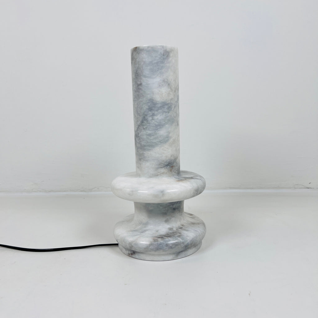 Double Ringed Bottom Grey Grazed Marble Table Lamp