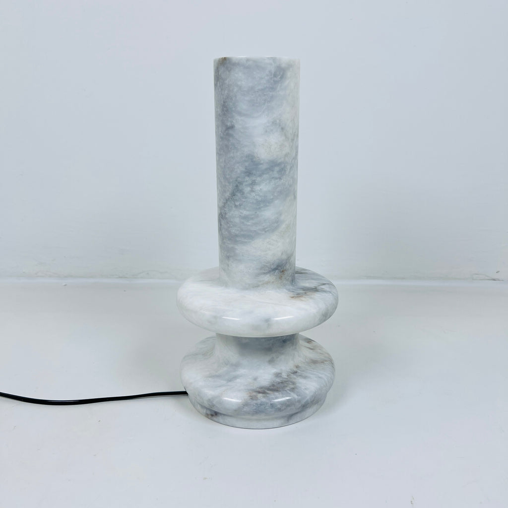 Double Ringed Bottom Grey Grazed Marble Table Lamp