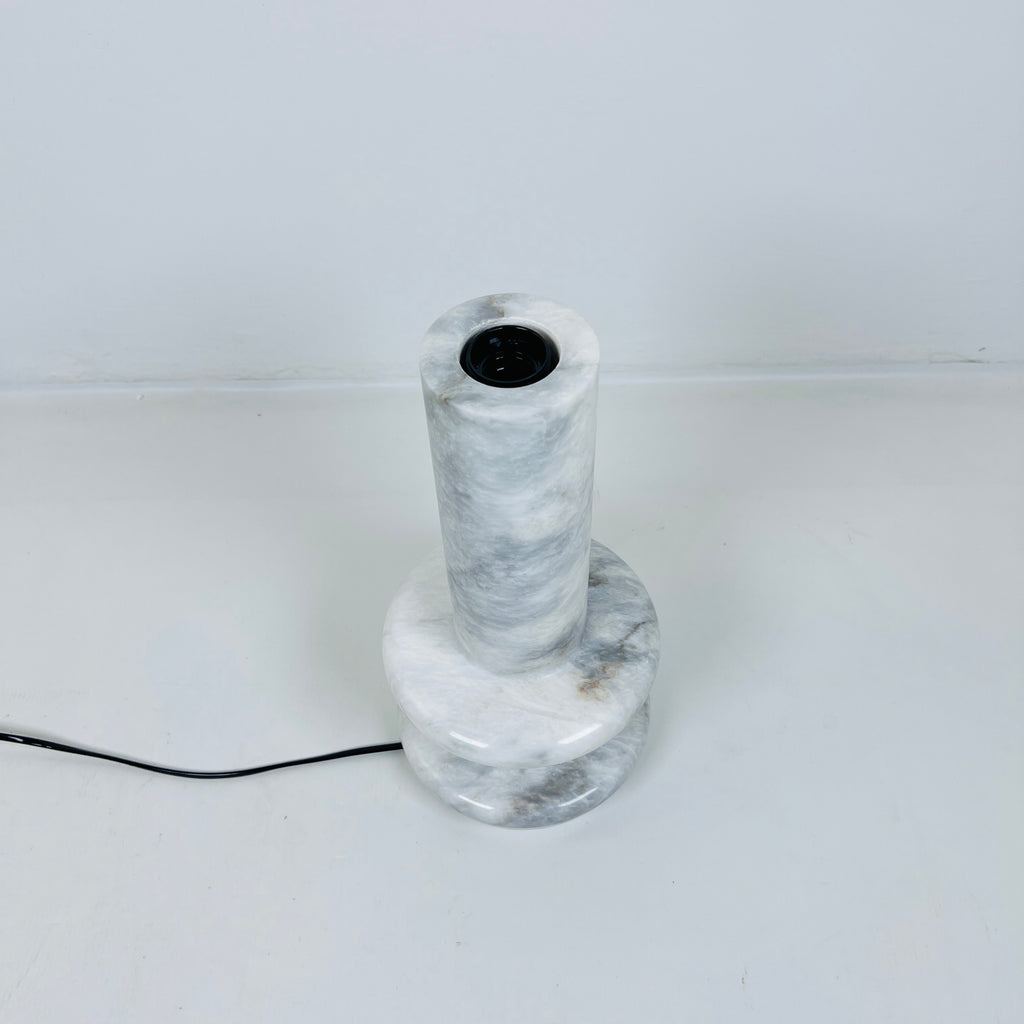 Double Ringed Bottom Grey Grazed Marble Table Lamp