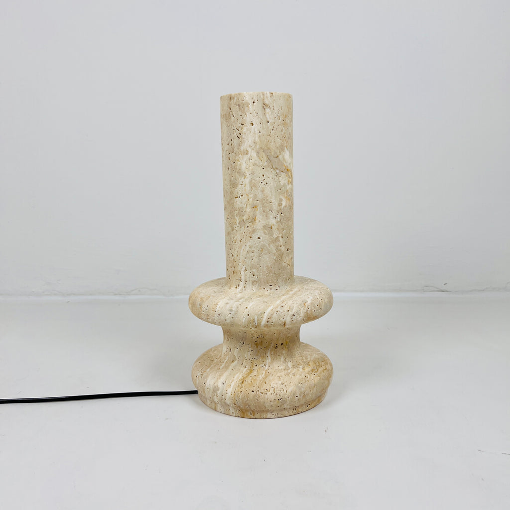 Double Ringed Bottom Travertine Table Lamp