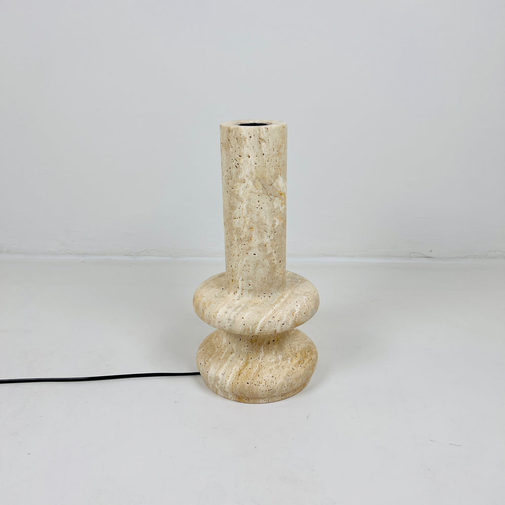 Double Ringed Bottom Travertine Table Lamp