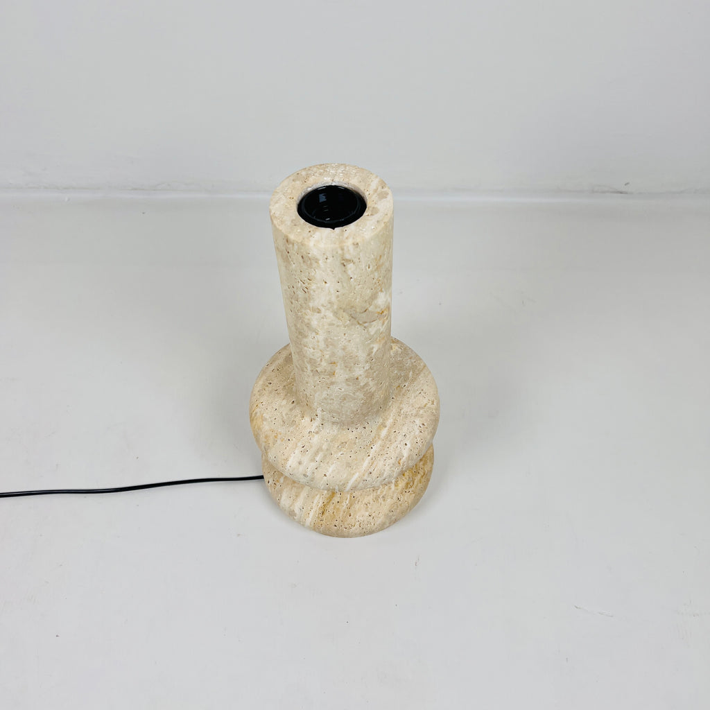 Double Ringed Bottom Travertine Table Lamp