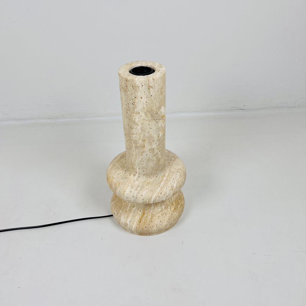 Double Ringed Bottom Travertine Table Lamp