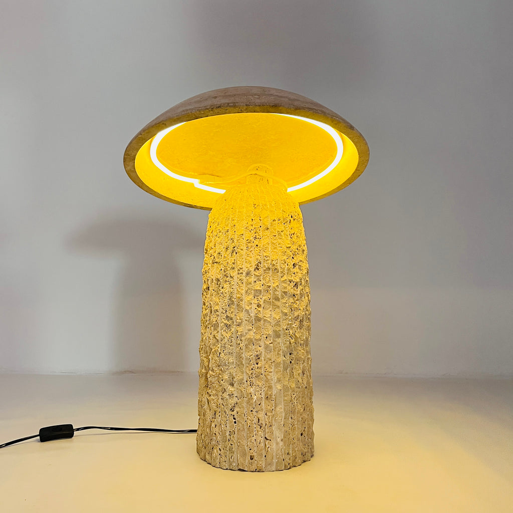 Mushroom Travertine Table Lamp