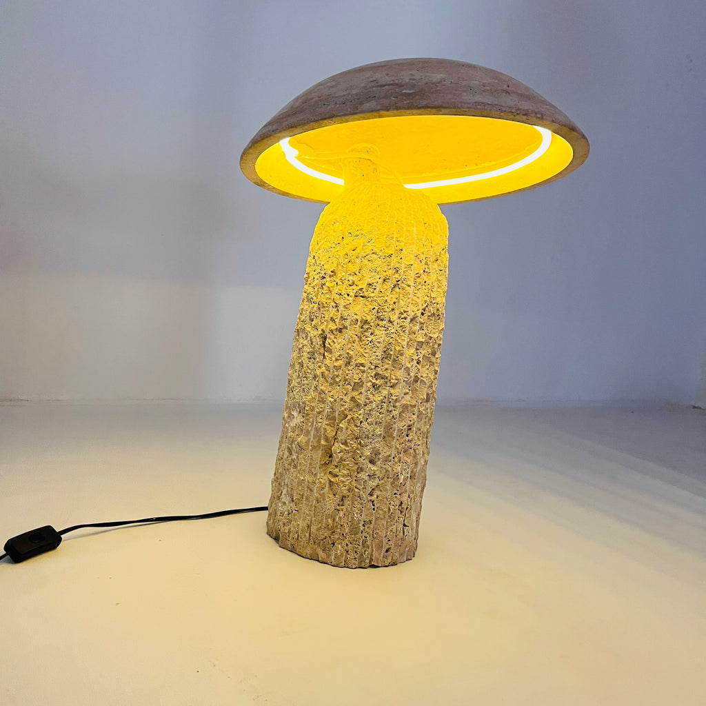 Mushroom Travertine Table Lamp