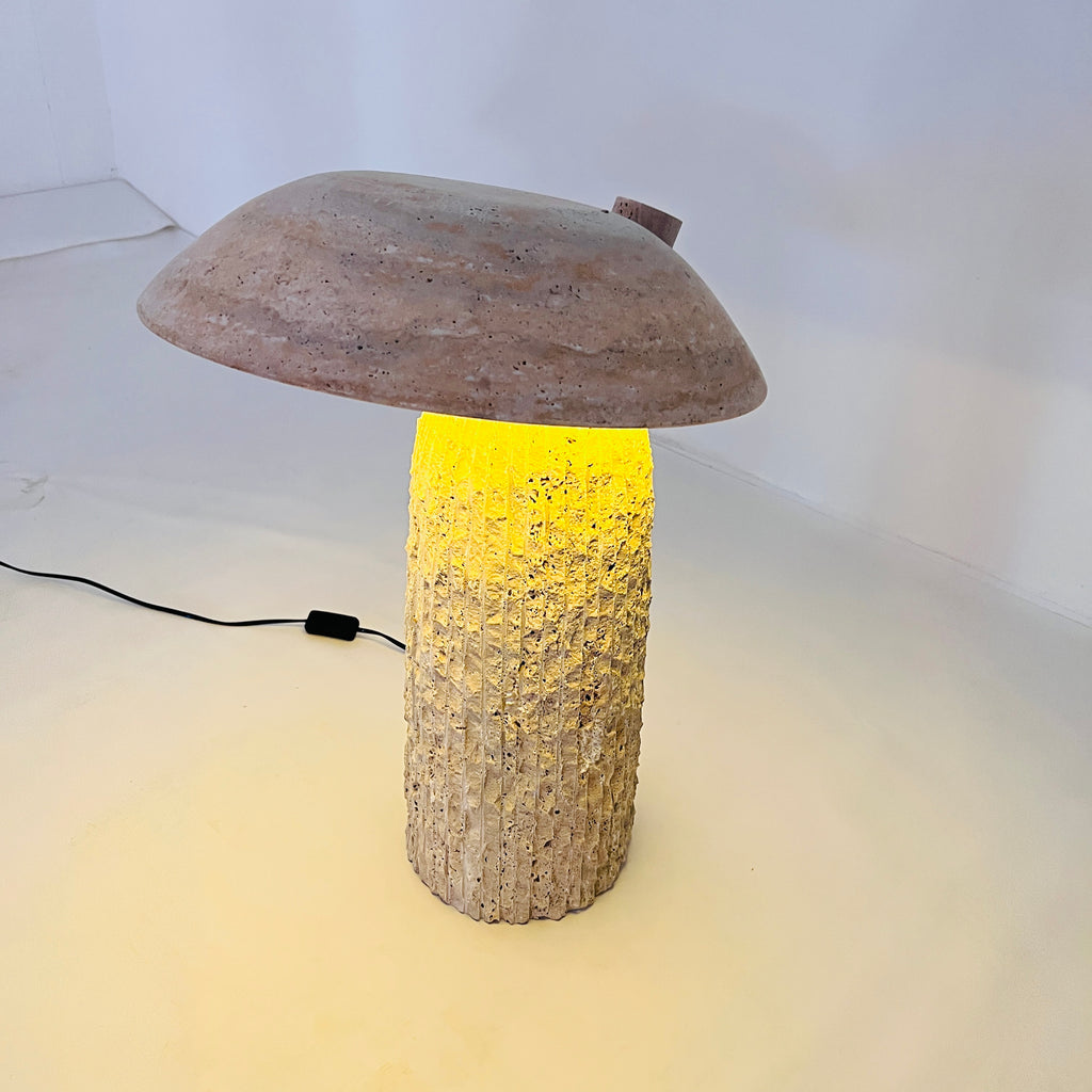 Mushroom Travertine Table Lamp