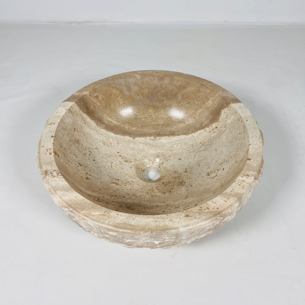 Two-Toned Beige Travertine Sink