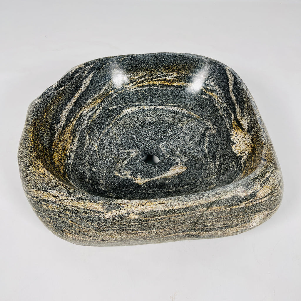 Brown With Cream Circles River Stone Sink