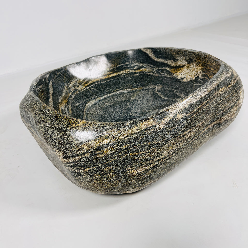 Brown With Cream Circles River Stone Sink