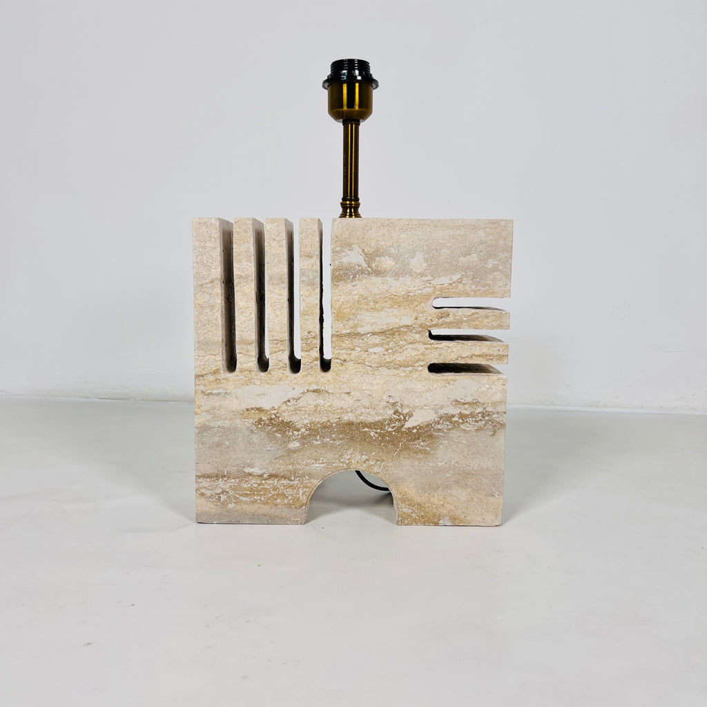 Puzzle Piece Travertine Table Lamp