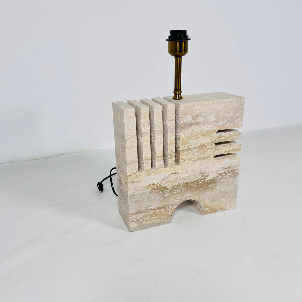 Puzzle Piece Travertine Table Lamp