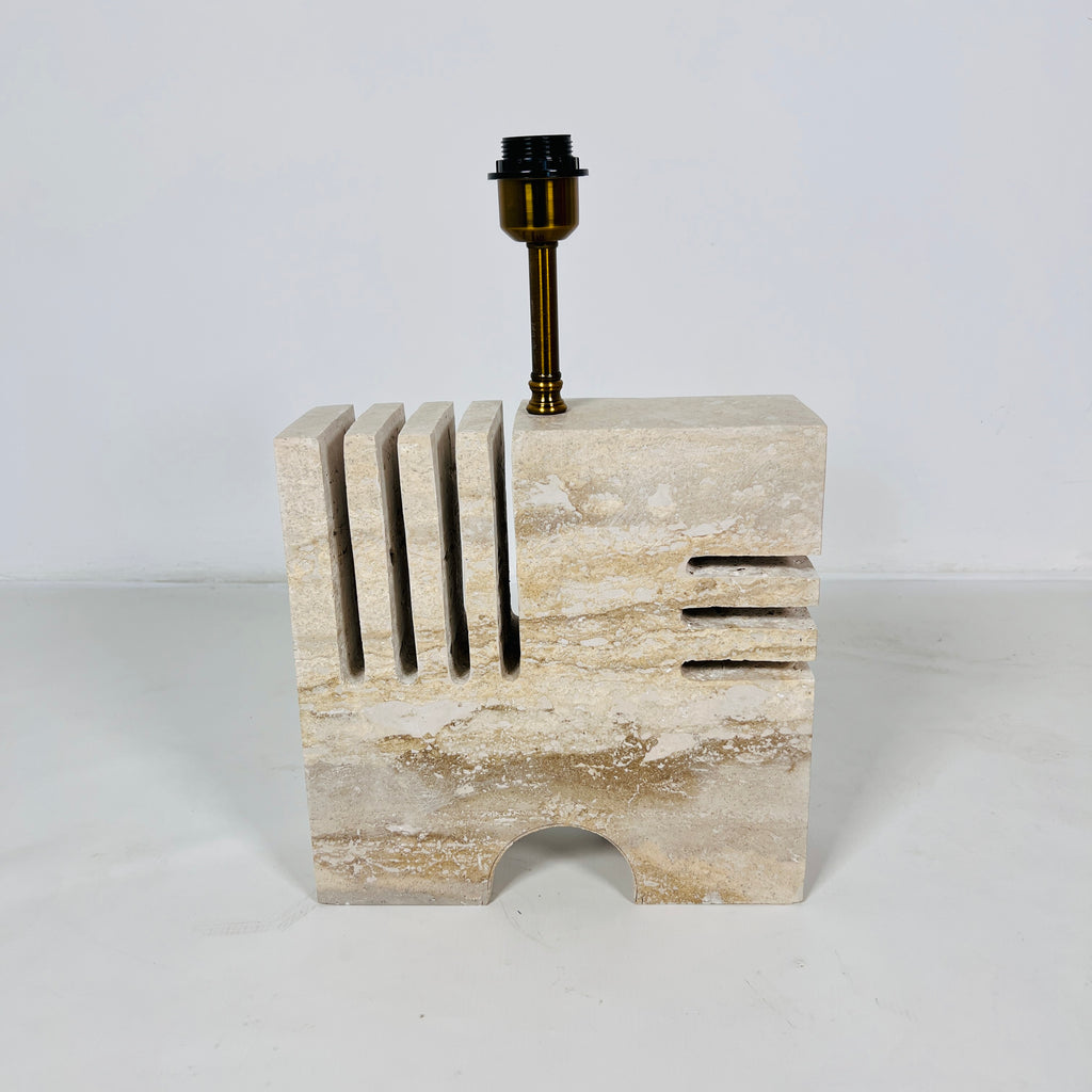 Puzzle Piece Travertine Table Lamp