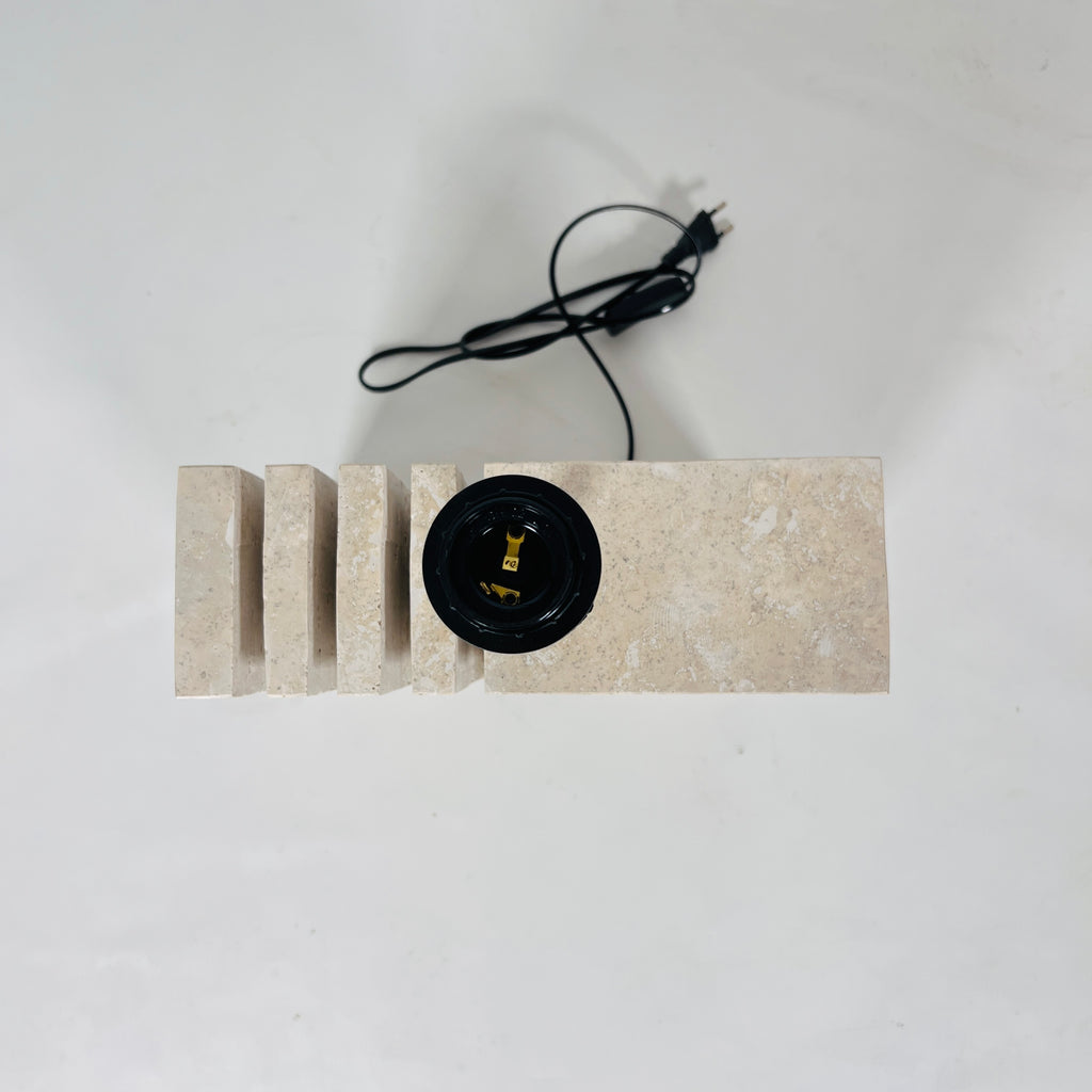 Puzzle Piece Travertine Table Lamp