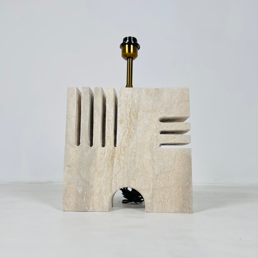 Puzzle Piece Travertine Table Lamp