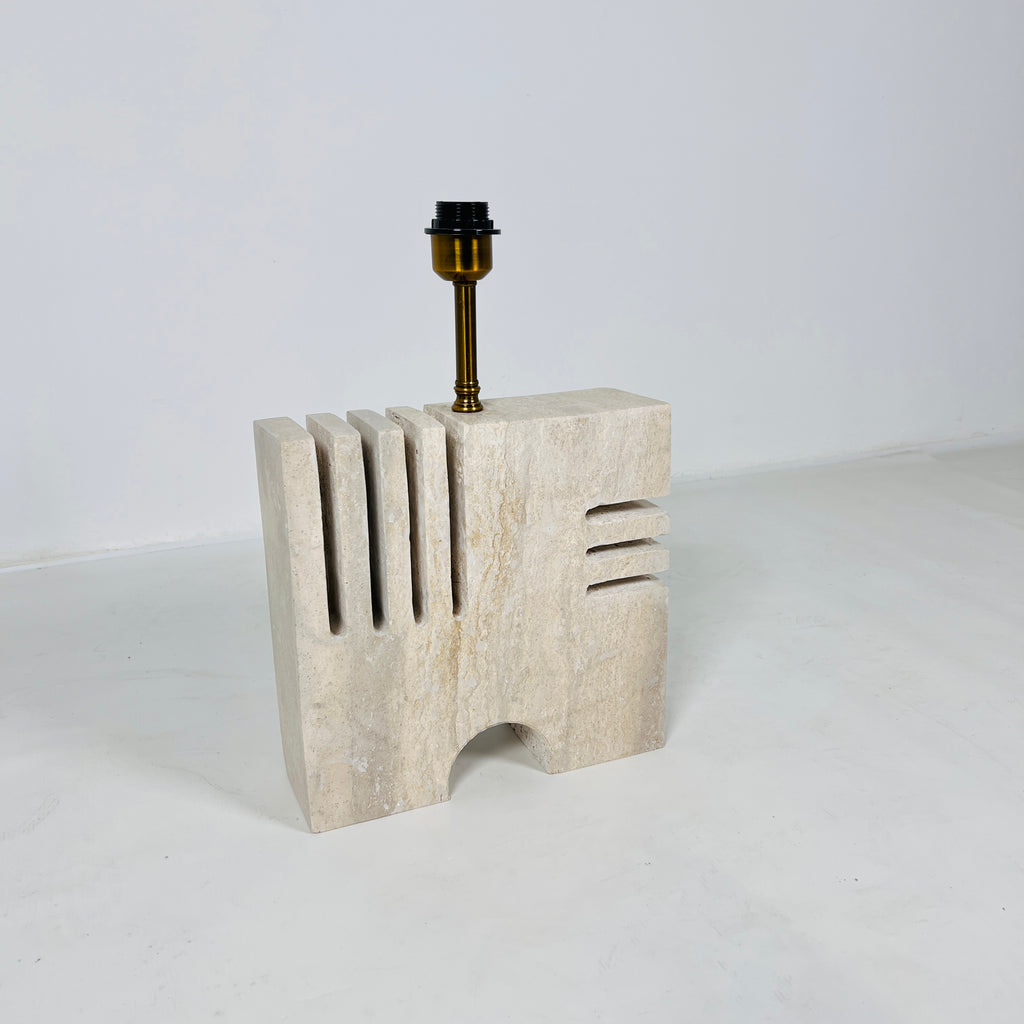 Puzzle Piece Travertine Table Lamp