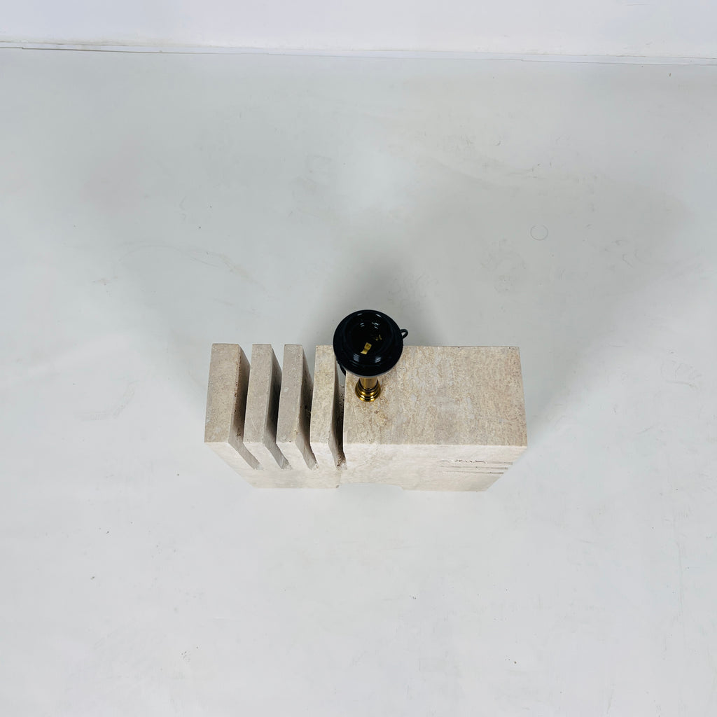 Puzzle Piece Travertine Table Lamp