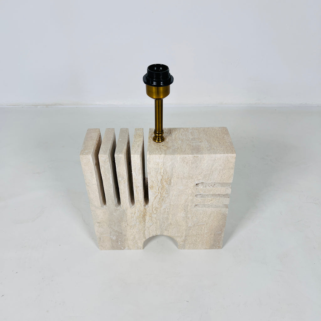 Puzzle Piece Travertine Table Lamp