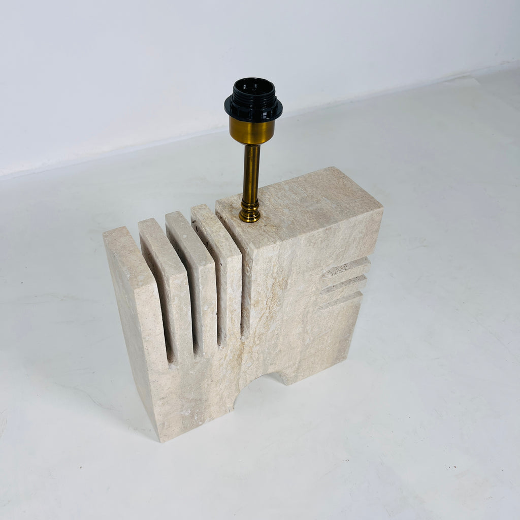 Puzzle Piece Travertine Table Lamp