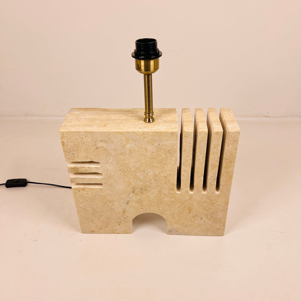 Puzzle Piece Travertine Table Lamp