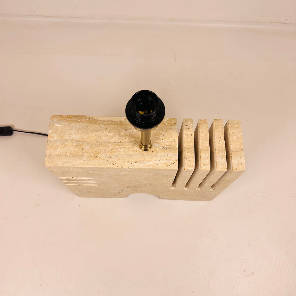 Puzzle Piece Travertine Table Lamp