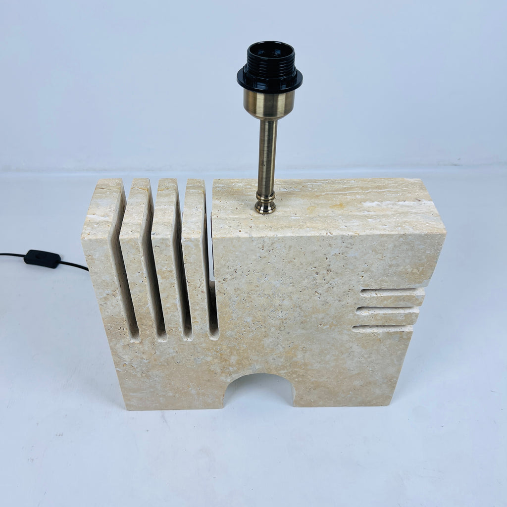 Puzzle Piece Travertine Table Lamp