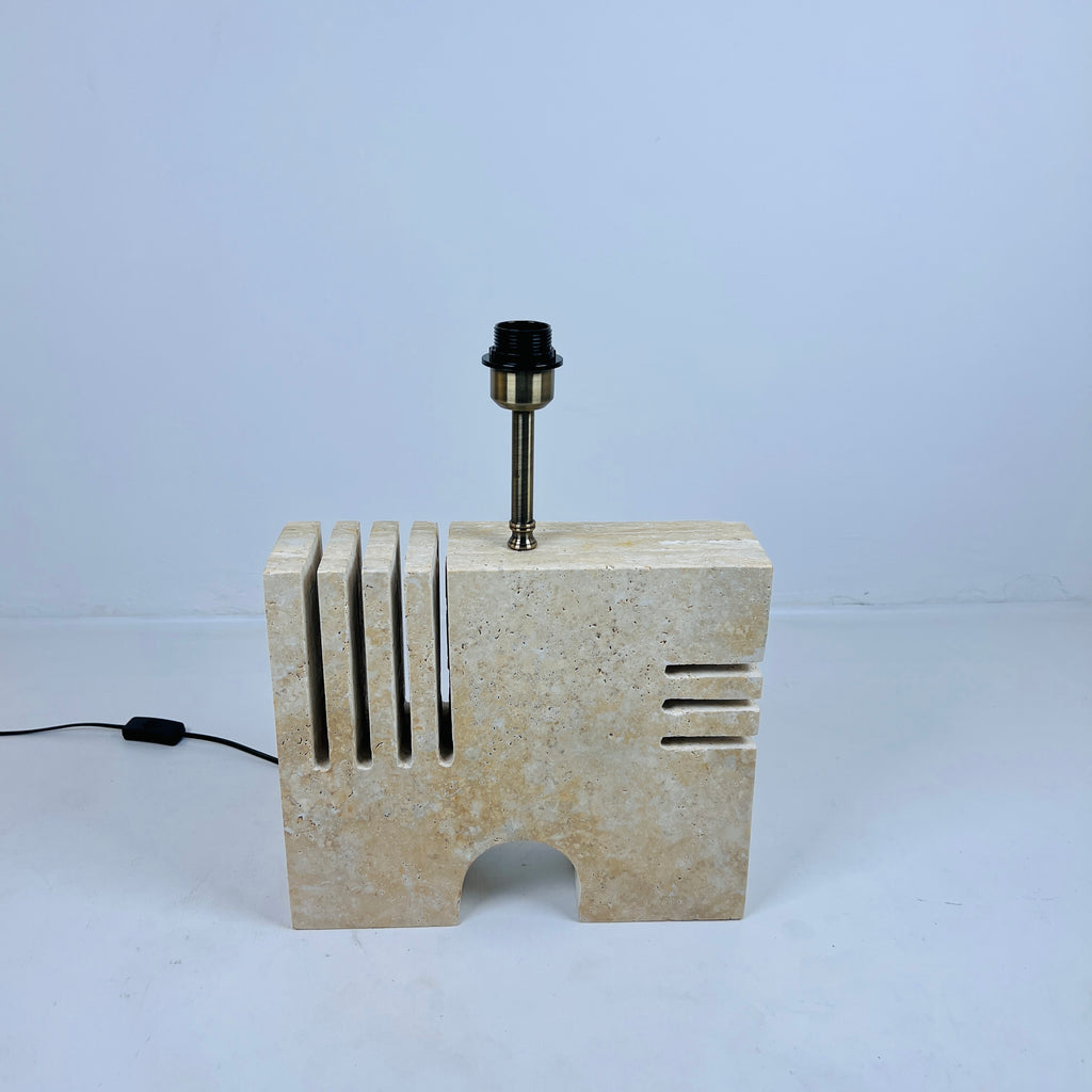 Puzzle Piece Travertine Table Lamp