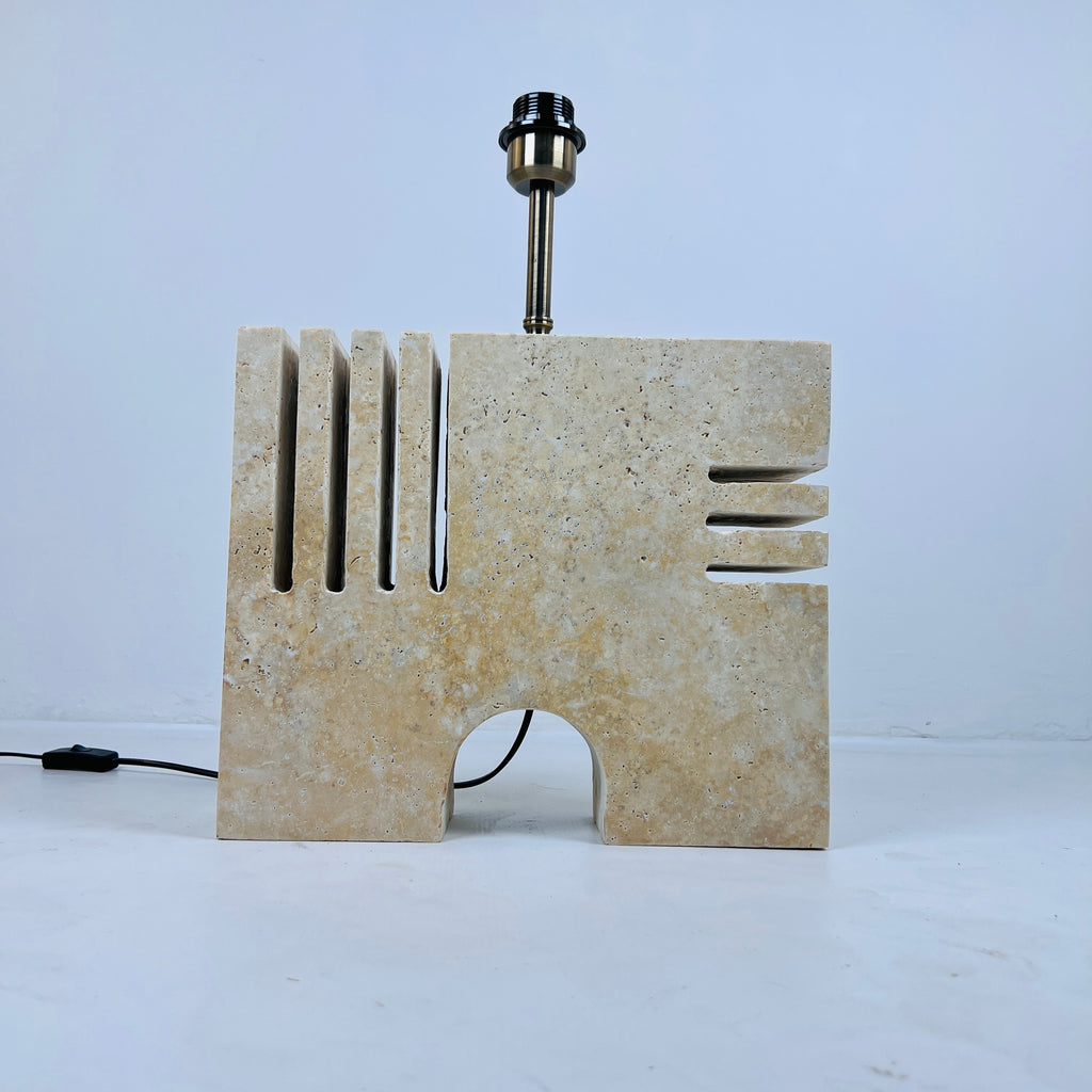 Puzzle Piece Travertine Table Lamp