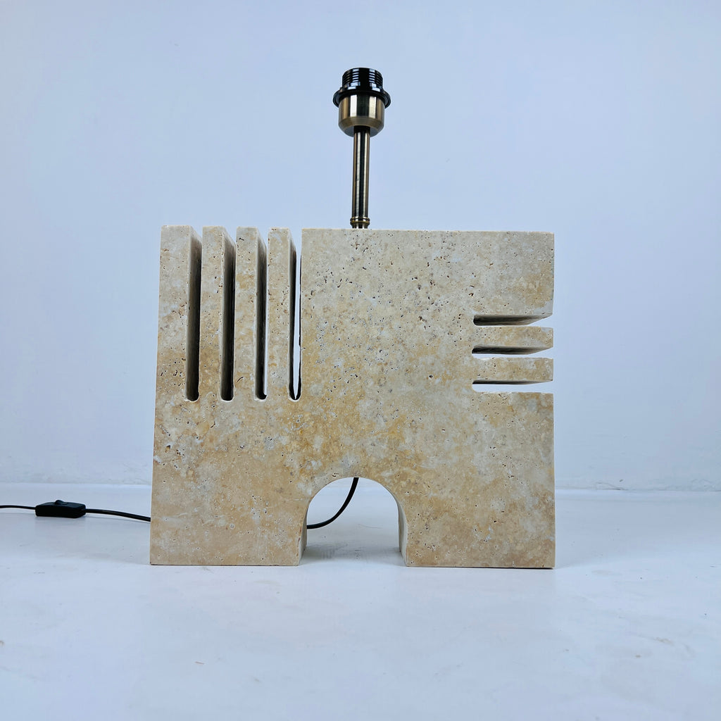 Puzzle Piece Travertine Table Lamp