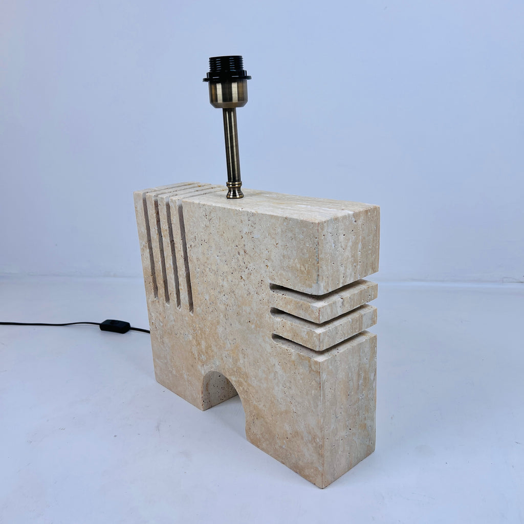 Puzzle Piece Travertine Table Lamp