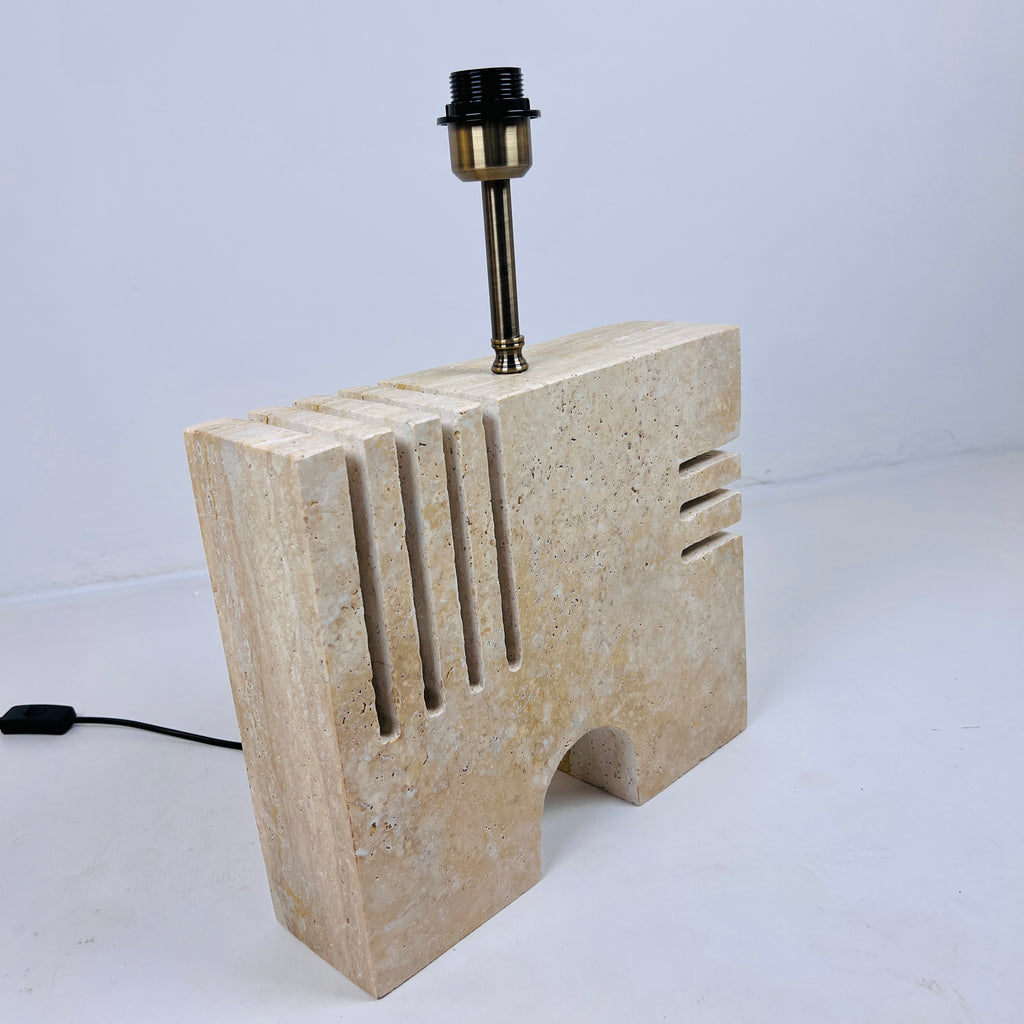 Puzzle Piece Travertine Table Lamp