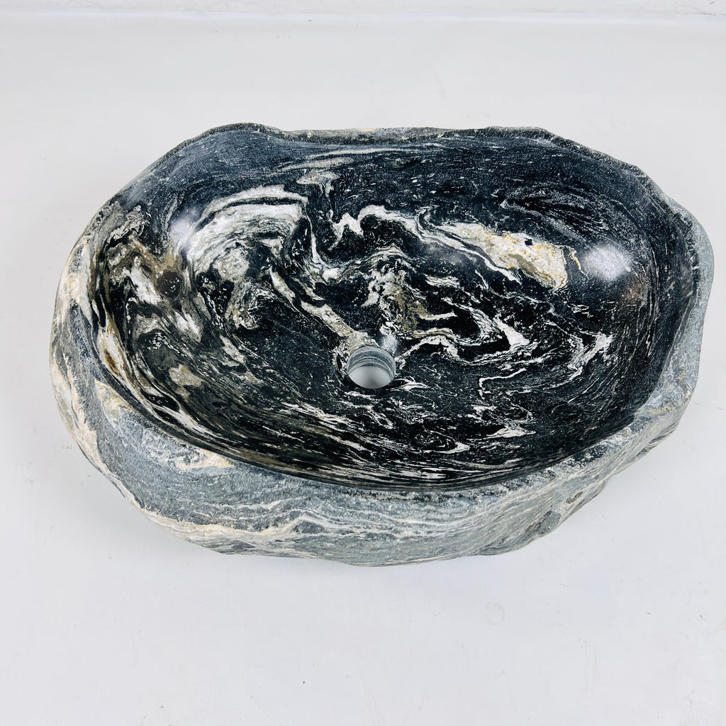 Black And White Splashed River Stone Sink