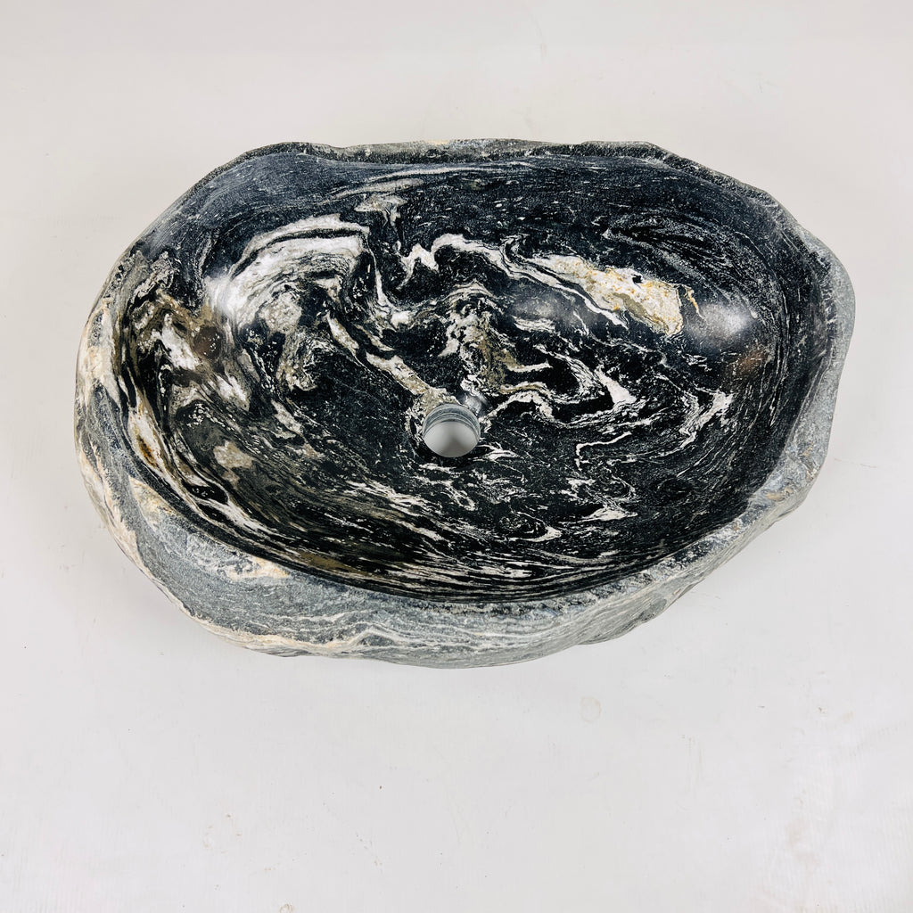 Black And White Splashed River Stone Sink