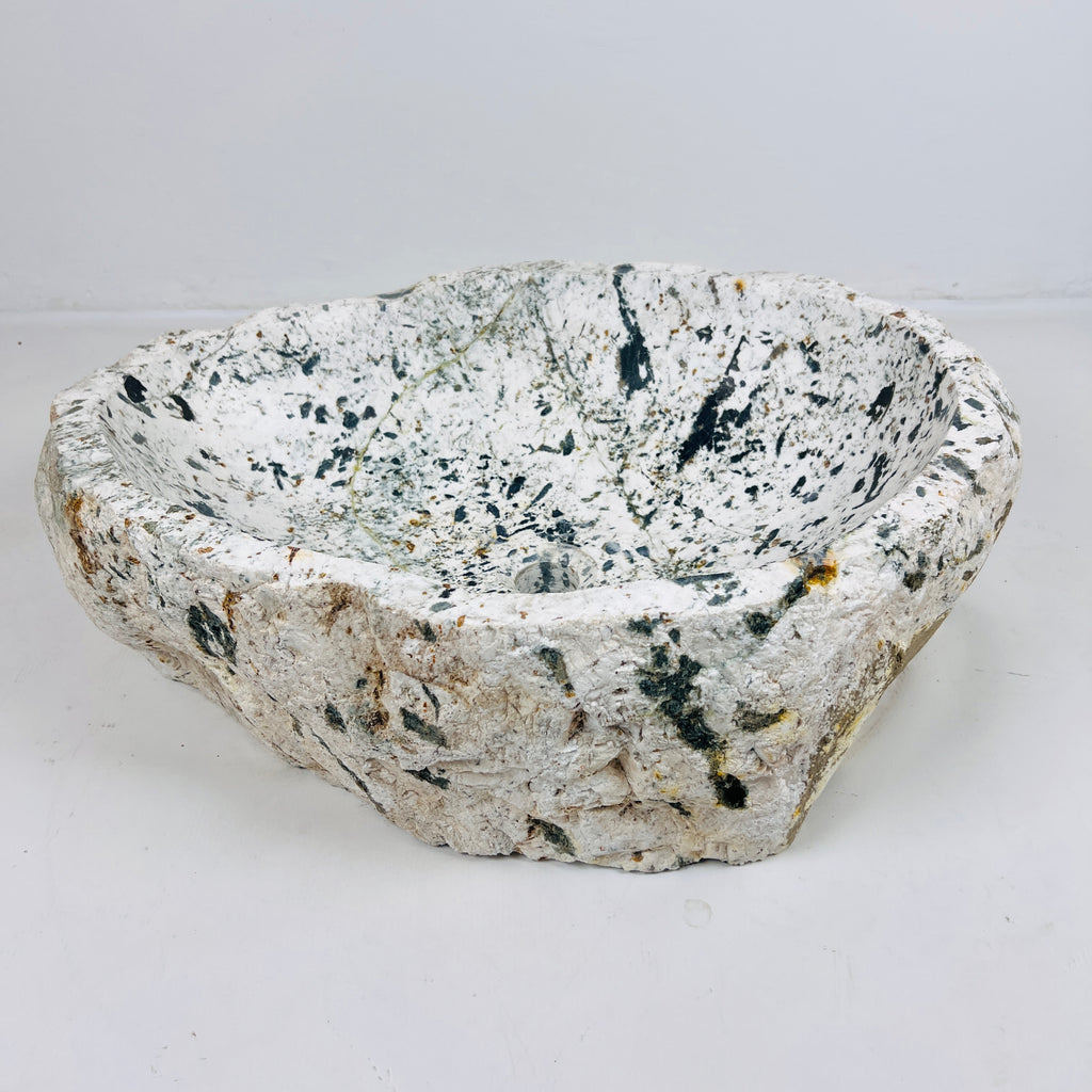 Black And Mustard Spotted River Stone Sink