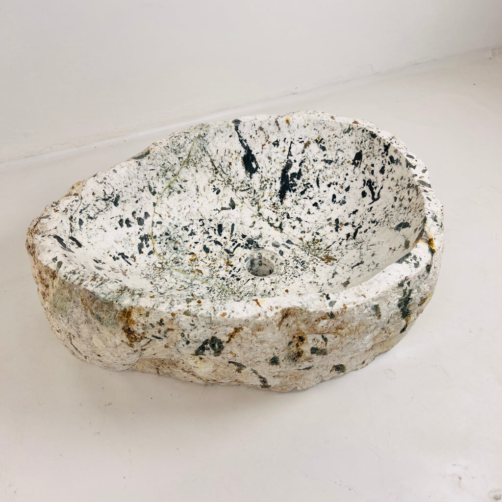 Black And Mustard Spotted River Stone Sink