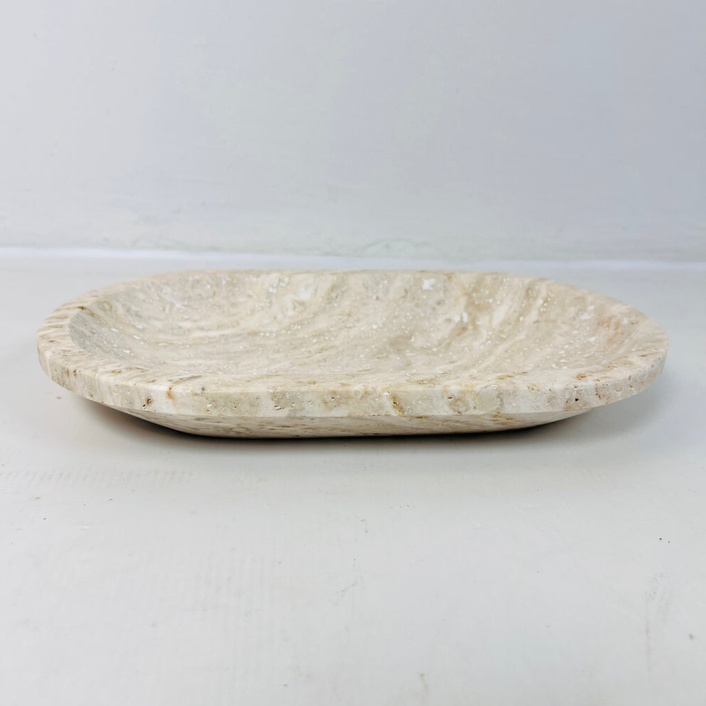 Travertine Oval Lined Tray