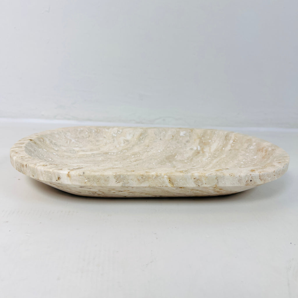 Travertine Oval Lined Tray