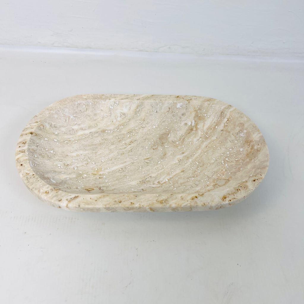 Travertine Oval Lined Tray