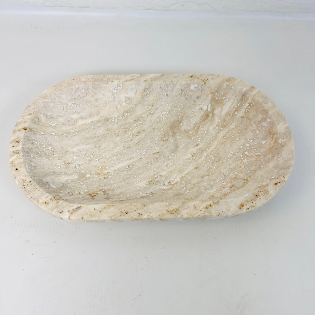 Travertine Oval Lined Tray