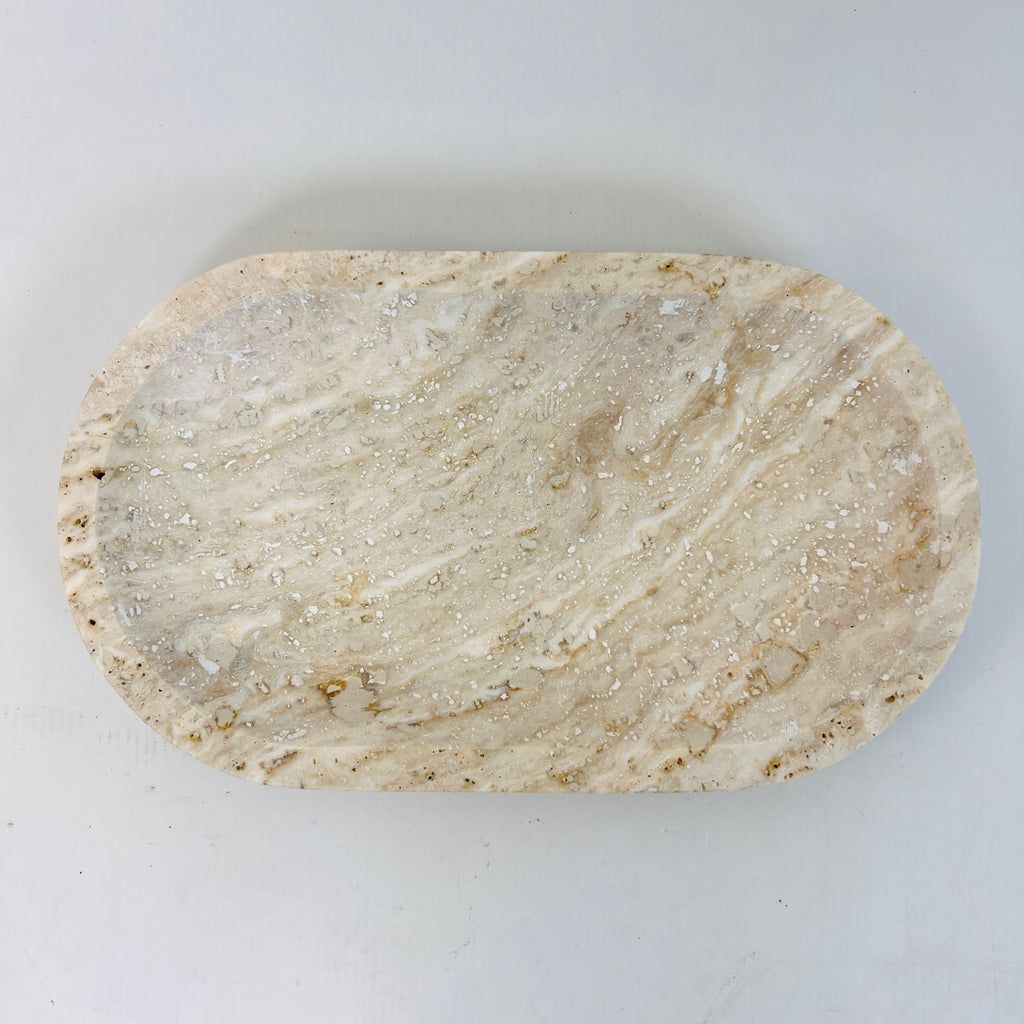 Travertine Oval Lined Tray